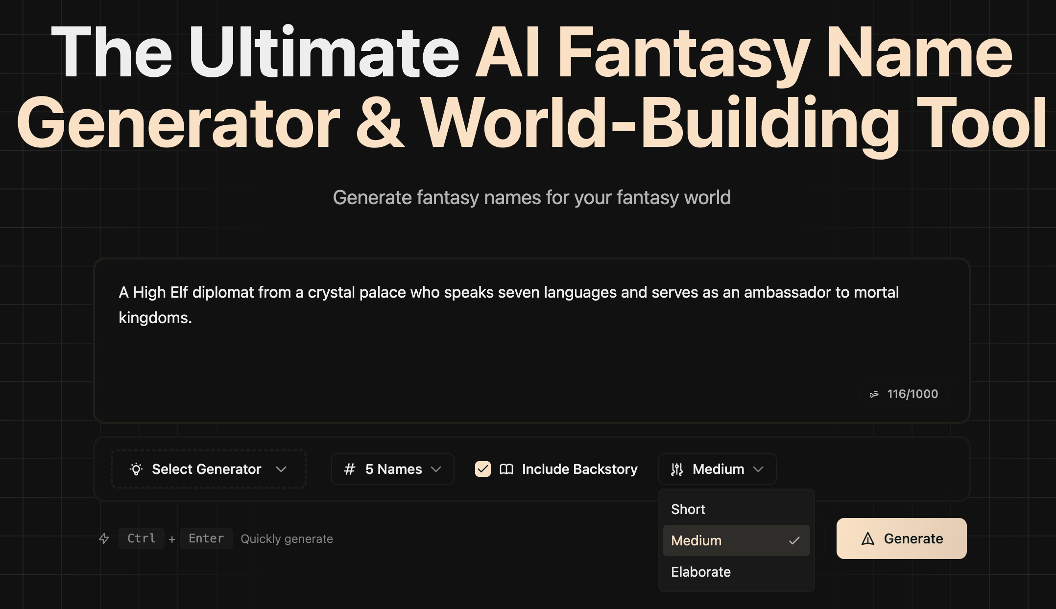 Customize your name generation settings